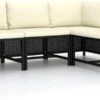 VidaXL 4-delige Loungeset Met Kussens Poly Rattan Zwart