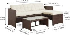 Teamson Home 3-Delig Hoek Loungeset - Tuinmeubelen - Tuinbank - Omvat Tafel En Kussens - Rotan - Bruin/Wit -Fijne Tuinmeubelwinkel 1200x603 1