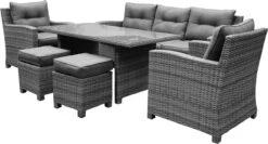 New Castle Stoel-bank Dining Loungeset 6-delig Antraciet