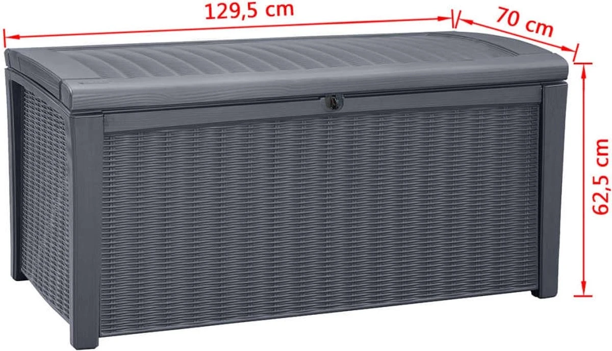 Keter - Borneo Opbergbox - 416 Liter - 129.5 X 62.5 X 70 Cm - Antraciet 9 Keter - Borneo Opbergbox - 416 Liter - 129.5 X 62.5 X 70 Cm - Antraciet - Afbeelding 9