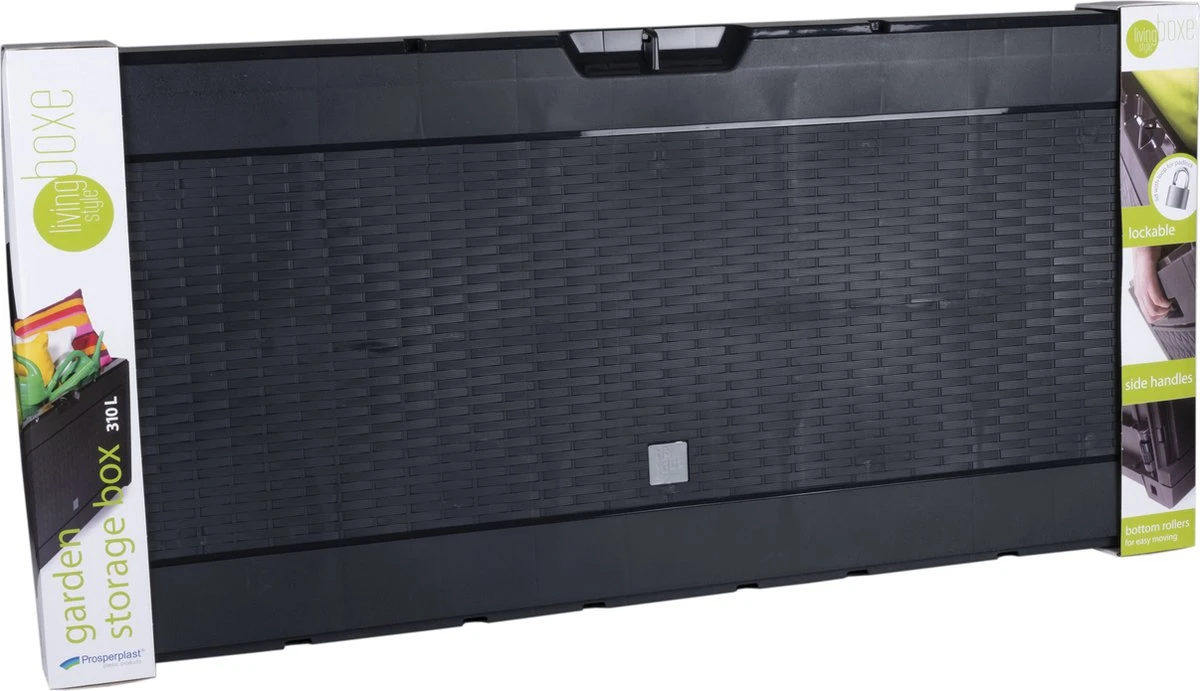 Opbergbox 310L UV-Bestendig Weerbestendig Wielen Tuinbox Rotan-look Antraciet 2 Opbergbox 310L UV-Bestendig Weerbestendig Wielen Tuinbox Rotan-look Antraciet - Afbeelding 2