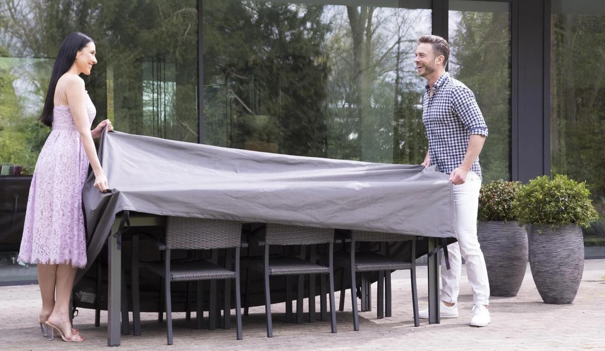 Weersbestendige Beschermhoes Tuinset | 245 X 150 X 95 Cm | Premium | Waterproof | TÜV Rheinland Gecertificeerd | Hoes Voor Tuin | Waterdicht | Solution Dyed (verkleuring Onmogelijk) | Grijs / Antraciet 6 Weersbestendige Beschermhoes Tuinset | 245 X 150 X 95 Cm | Premium | Waterproof | TÜV Rheinland Gecertificeerd | Hoes Voor Tuin | Waterdicht | Solution Dyed (verkleuring Onmogelijk) | Grijs / Antraciet - Afbeelding 6