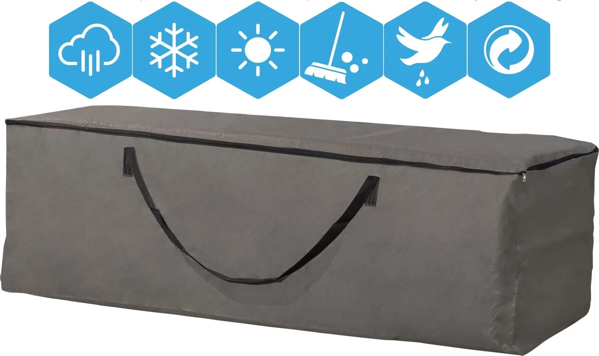 Opbergtas Voor Tuinmeubelkussens - 200 X 75 X 60 Cm (4 – 6 Lounge- Tuinkussens) - Grijs / Antraciet 1 Opbergtas Voor Tuinmeubelkussens - 200 X 75 X 60 Cm (4 – 6 Lounge- Tuinkussens) - Grijs / Antraciet