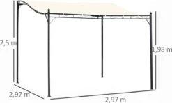 Outsunny Pergola Partytent Paviljoen Overkapping Tent Metaal Crème 297x297 Cm 84C-038 -Fijne Tuinmeubelwinkel 1200x717 4