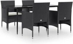 VidaXL 5-delige Tuinset Met Kussens Zwart -Fijne Tuinmeubelwinkel 1200x723 3
