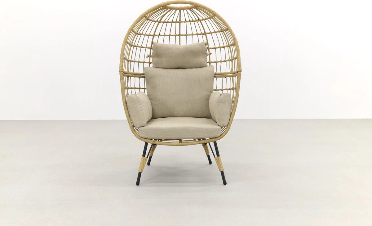 Lola Egg Relaxstoel - Natural Sand - Mand Stoel 6 Lola Egg Relaxstoel - Natural Sand - Mand Stoel - Afbeelding 6