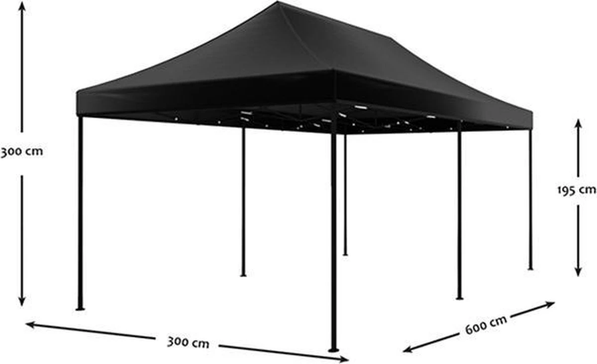 Easy Up 3x6m Zwart Luxe Partytent Opvouwbaar 6 Easy Up 3x6m Zwart Luxe Partytent Opvouwbaar - Afbeelding 6
