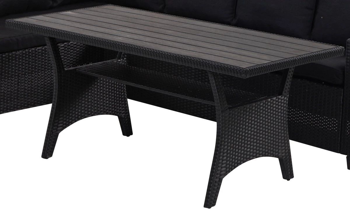 Rotan Loungeset Zwart 6 Pers Eettafel Kussens Weerbestendige Hoeklounge 3 Rotan Loungeset Zwart 6 Pers Eettafel Kussens Weerbestendige Hoeklounge - Afbeelding 3