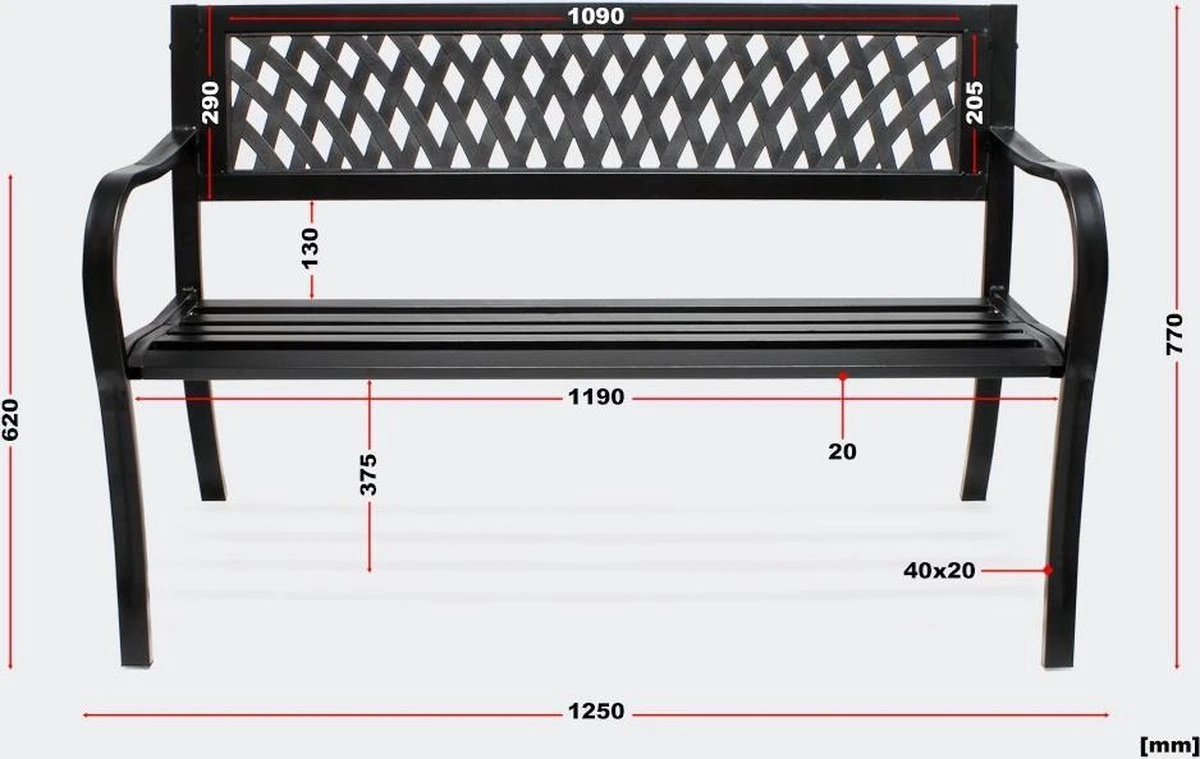 Tuinbank - Marijke -Tuinbankje - Tuinbank Metaal - Tuinbank Hout - Weersbestendig - 126 X 53 X 77 Cm 5 Tuinbank - Marijke -Tuinbankje - Tuinbank Metaal - Tuinbank Hout - Weersbestendig - 126 X 53 X 77 Cm - Afbeelding 5
