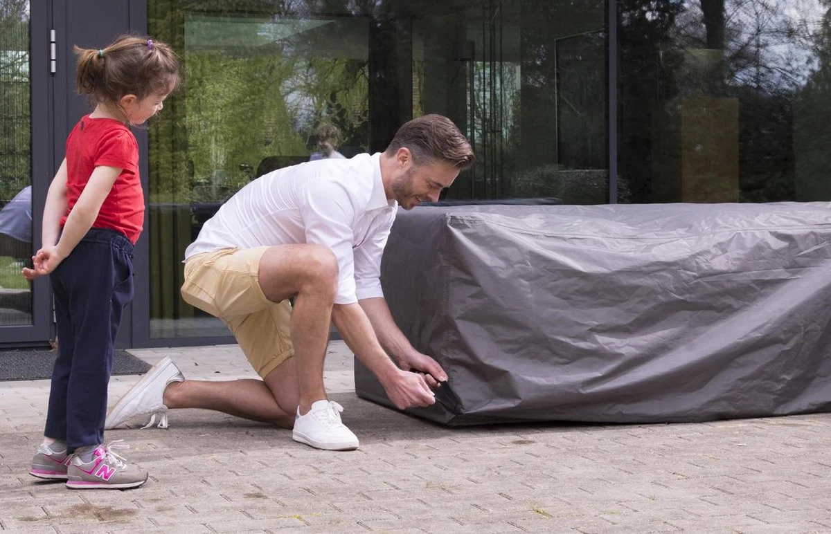 Weersbestendige Beschermhoes Voor Hoekbank | 250/90 X 250/90 X 70 Cm (L-vorm) - Tuinbank / L-Vorm -Waterdicht - Grijs 3 Weersbestendige Beschermhoes Voor Hoekbank | 250/90 X 250/90 X 70 Cm (L-vorm) - Tuinbank / L-Vorm -Waterdicht - Grijs - Afbeelding 3