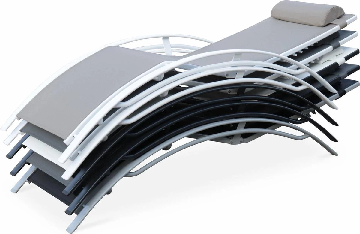 Alice's Garden Louisa Ligstoelen - Aluminium/Textileen - 1,67 M - Antraciet/Grijs 4 Alice's Garden Louisa Ligstoelen - Aluminium/Textileen - 1,67 M - Antraciet/Grijs - Afbeelding 4