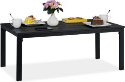 Relaxdays Tuintafel Rechthoek - Lage Buitentafel - Metalen Balkontafel - Eettafel Buiten