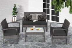 Casaria Polyrattan Loungeset – 2 Stoelen 1 Bank 1 Tafel - Antraciet -Fijne Tuinmeubelwinkel 1200x798 6
