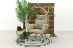 Lola Egg Relaxstoel - Natural Sand - Mand Stoel