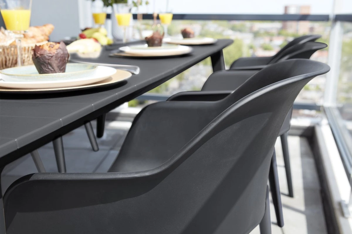 Allibert Akola Tuinstoelen - 2 Stuks -56,5x55x80cm - Donkergrijs 2 Allibert Akola Tuinstoelen - 2 Stuks -56,5x55x80cm - Donkergrijs - Afbeelding 2