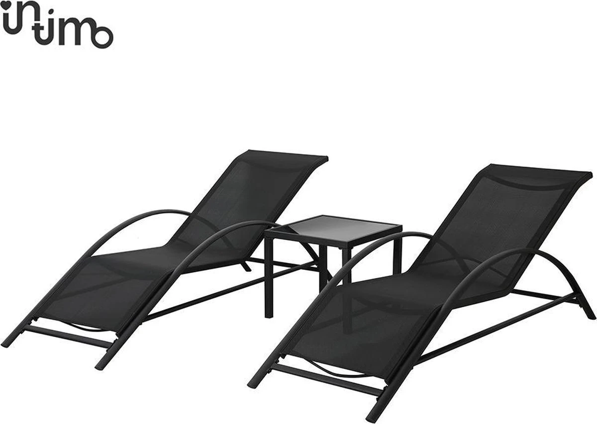 Intimo Ligbeddenset + Tafel - Zwart - 163x60x65/45x45x40 1 Intimo Ligbeddenset + Tafel - Zwart - 163x60x65/45x45x40