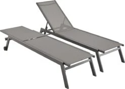 ELSA - Set Van 2 Ligstoelen Van Aluminium En Textileen, Ligbed Multipositioneel Met Wieltjes, Kleur Antraciet/donkergrijs -Fijne Tuinmeubelwinkel 1200x854 4