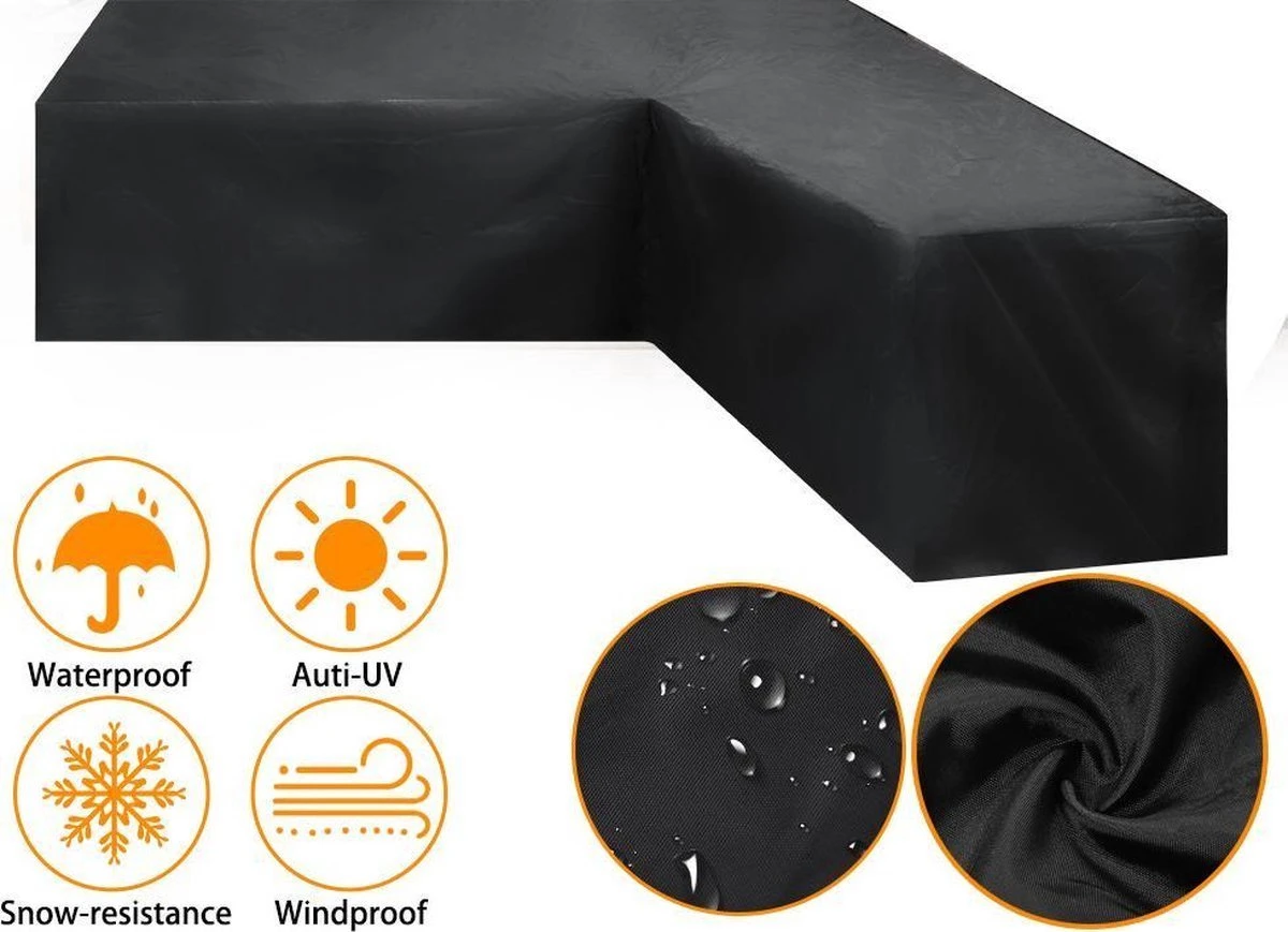 BOTC Tuinbank Beschermhoes - Beschermhoes Voor Hoekbank - Premium Tuinbank Beschermhoes - L-vorm - 300/98 X 300/98 X 70cm - Zwart 6 BOTC Tuinbank Beschermhoes - Beschermhoes Voor Hoekbank - Premium Tuinbank Beschermhoes - L-vorm - 300/98 X 300/98 X 70cm - Zwart - Afbeelding 6