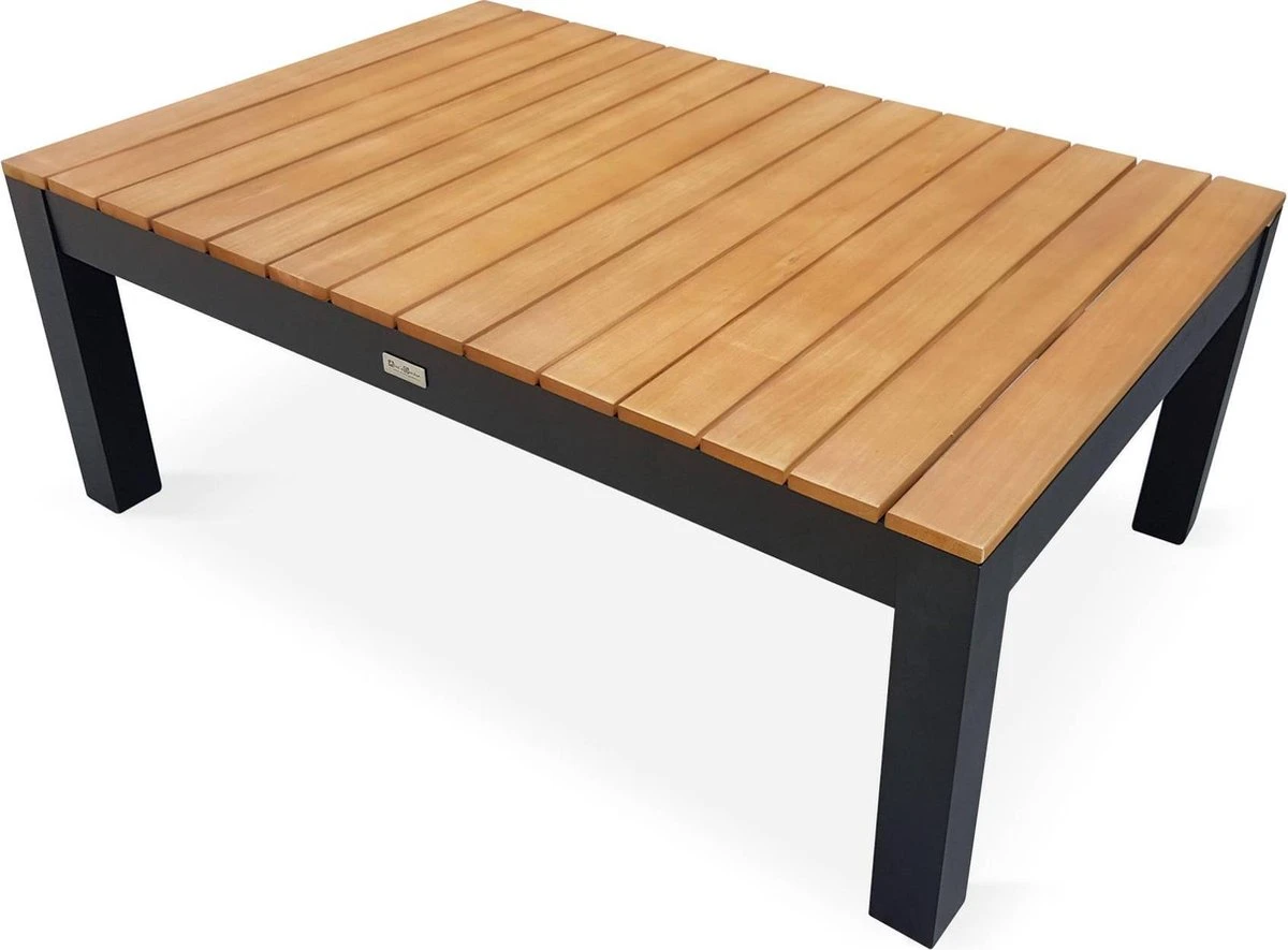 Loungeset 5 Plaatsen Van Aluminium En Eucalyptus – NAZCA – Antraciet Structuur, Lichtgrijs Kussens 9 Loungeset 5 Plaatsen Van Aluminium En Eucalyptus – NAZCA – Antraciet Structuur, Lichtgrijs Kussens - Afbeelding 9