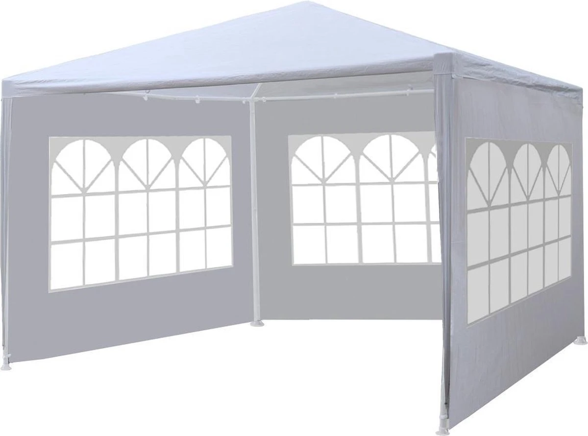 Partytent 3x3m Budget Wit Met Drie Zijwanden 1 Partytent 3x3m Budget Wit Met Drie Zijwanden