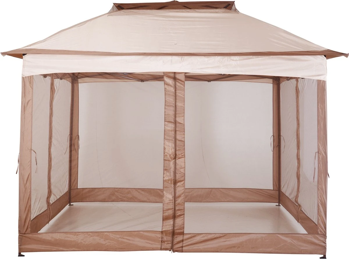 Outsunny Paviljoen Met Zijwanden Partytent Tuintent Popup 3,25 X 3,25 M Khaki 840-166 6 Outsunny Paviljoen Met Zijwanden Partytent Tuintent Popup 3,25 X 3,25 M Khaki 840-166 - Afbeelding 6