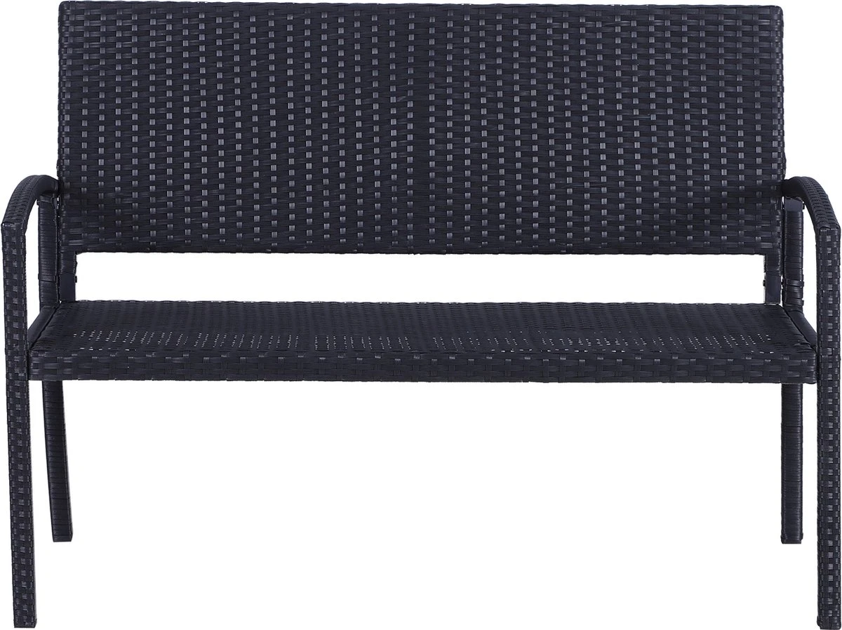 Outsunny Polyrotan Tuinbank 2-zits Parkbank Bank Staal Zwart 867-022 3 Outsunny Polyrotan Tuinbank 2-zits Parkbank Bank Staal Zwart 867-022 - Afbeelding 3