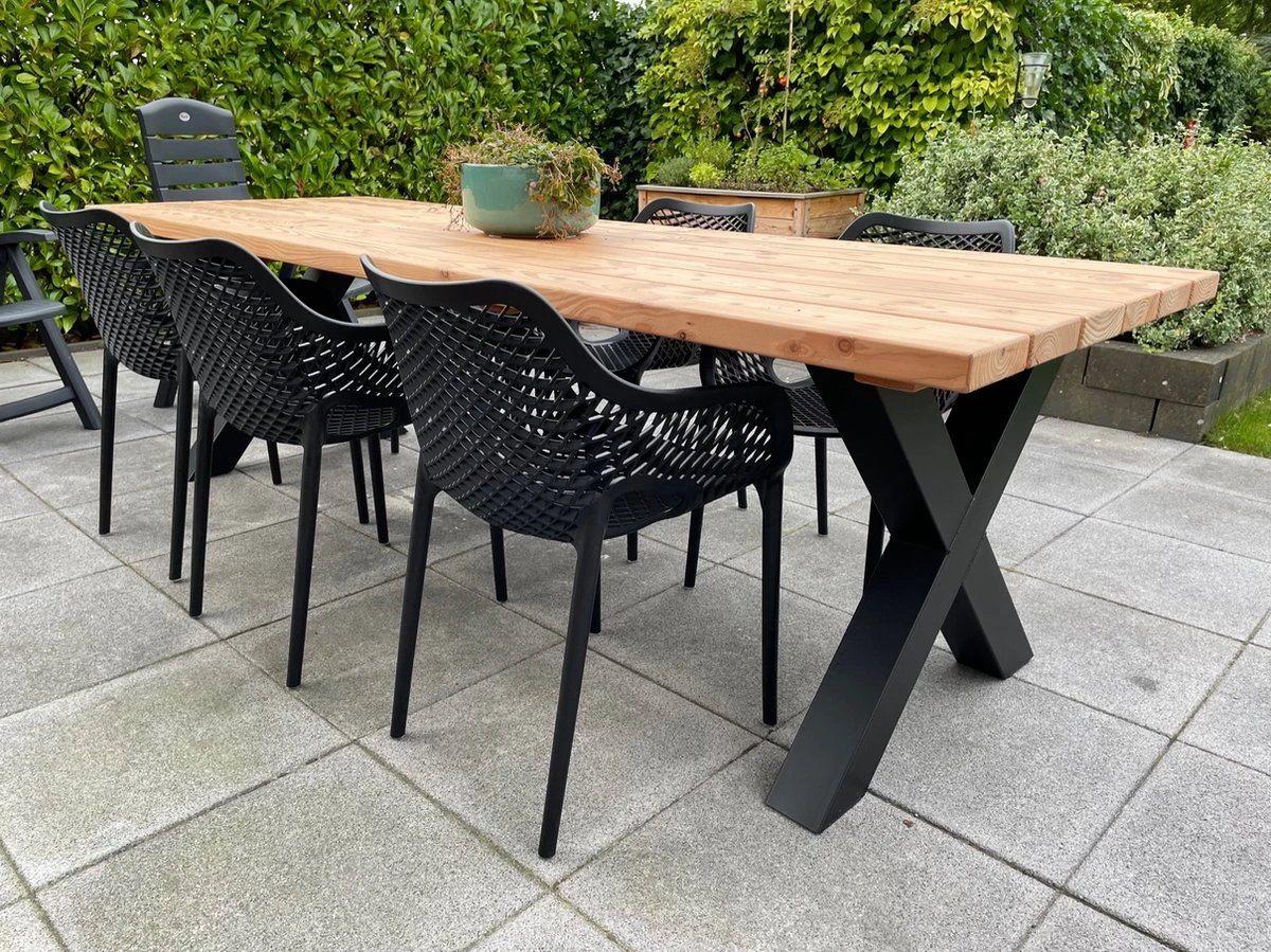 Tuintafel Douglas 300 Cm X 90 Cm | Stalen Poten | 8-10 Personen | DuuMaa 6 Tuintafel Douglas 300 Cm X 90 Cm | Stalen Poten | 8-10 Personen | DuuMaa - Afbeelding 6