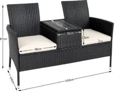 Casaria Tuinbank Polyrattan – 2 Zitter Incl. Tafel & Kussens – Zwart -Fijne Tuinmeubelwinkel 1200x899 24