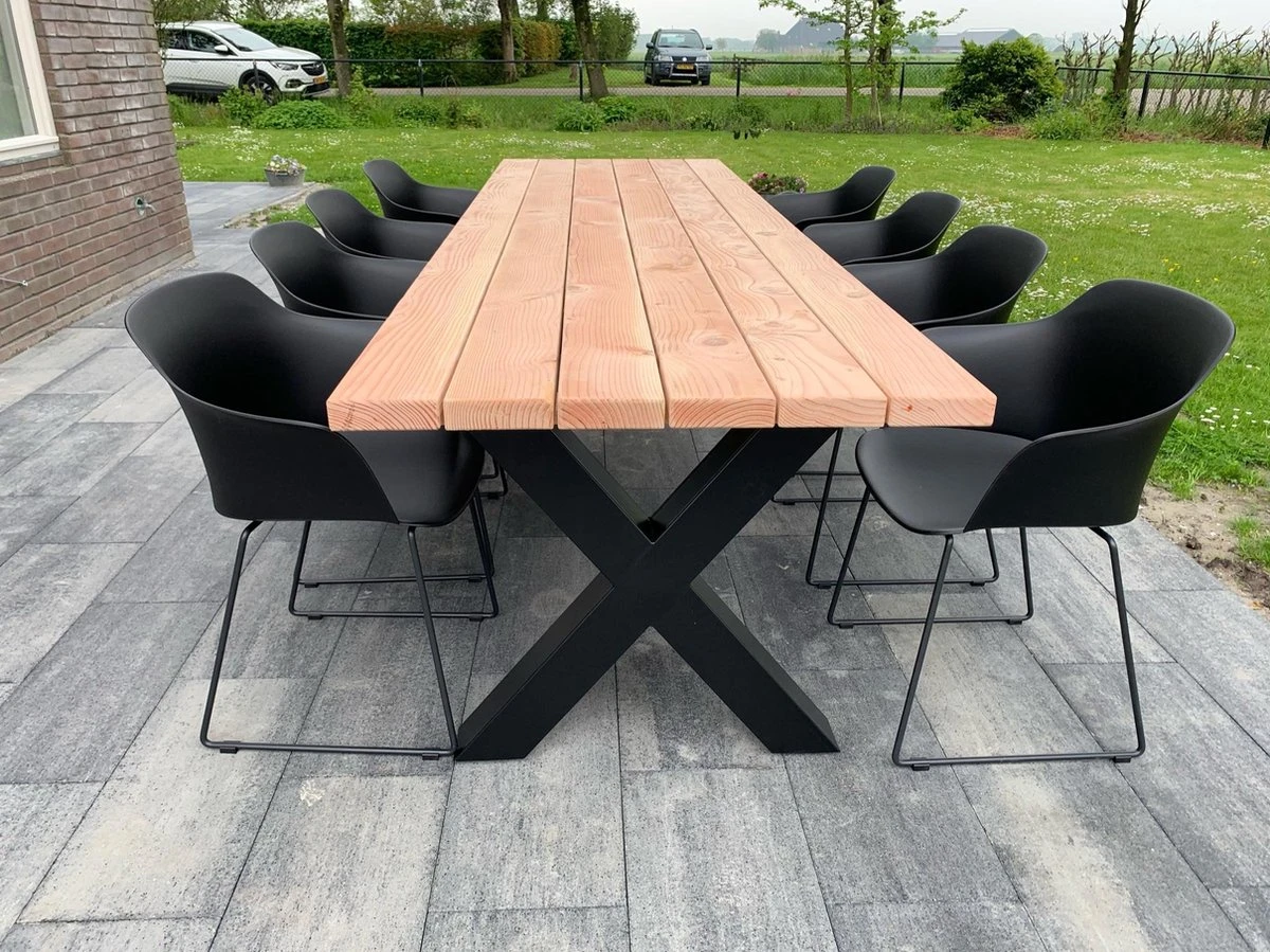 Tuintafel Douglas 300 Cm X 90 Cm | Stalen Poten | 8-10 Personen | DuuMaa 1 Tuintafel Douglas 300 Cm X 90 Cm | Stalen Poten | 8-10 Personen | DuuMaa