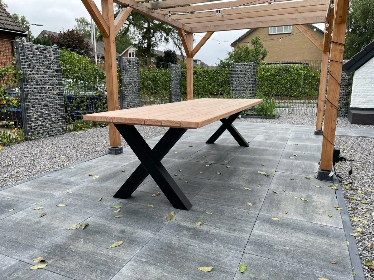 Tuintafel Douglas 300 Cm X 90 Cm | Stalen Poten | 8-10 Personen | DuuMaa 3 Tuintafel Douglas 300 Cm X 90 Cm | Stalen Poten | 8-10 Personen | DuuMaa - Afbeelding 3