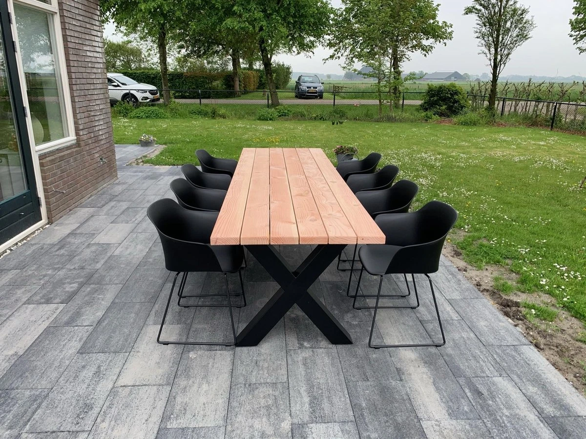 Tuintafel Douglas 300 Cm X 90 Cm | Stalen Poten | 8-10 Personen | DuuMaa 4 Tuintafel Douglas 300 Cm X 90 Cm | Stalen Poten | 8-10 Personen | DuuMaa - Afbeelding 4
