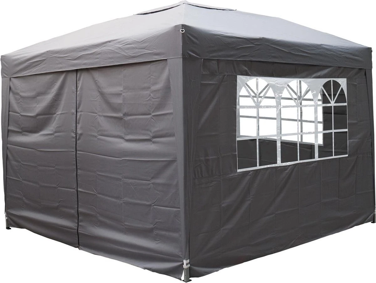 Garden Royal Partytent 3x3m Easy Up Grijs Met 4 Zijwanden 1 Garden Royal Partytent 3x3m Easy Up Grijs Met 4 Zijwanden