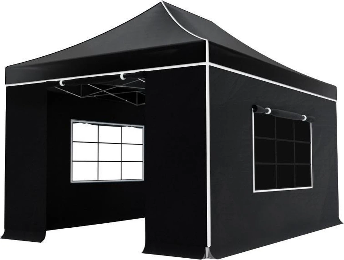 Easy Up 3x4,5m Zwart Luxe Partytent Opvouwbaar 1 Easy Up 3x4,5m Zwart Luxe Partytent Opvouwbaar