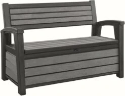 Keter - Hudson Bench Box - 2-zits Bank - Opbergbox - Hout Look & Feel - 227L - 138x63x89cm - Antraciet -Fijne Tuinmeubelwinkel 1200x922 6