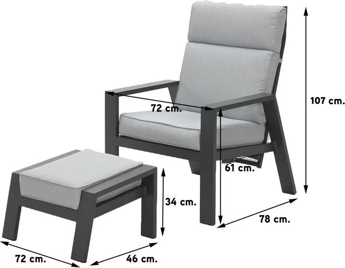 Garden Impressions Max Verstelbare Stoel + Voetenbank 9 Garden Impressions Max Verstelbare Stoel + Voetenbank - Afbeelding 9