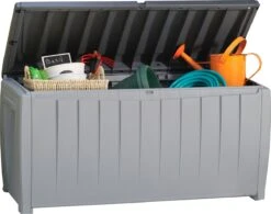 Keter Novel Opbergbox - 340L - 124x55x62.5cm - Grijs -Fijne Tuinmeubelwinkel 1200x948