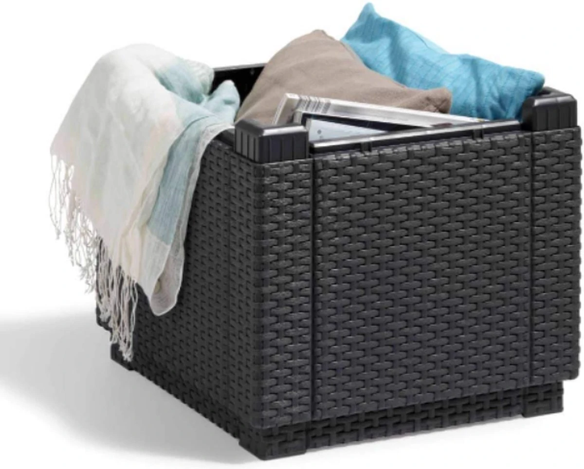 Allibert Opbergpoef Met Deksel - Opbergbox - Bijzettafel Buiten - Tafel - Tuintafel - Opberger 3 Allibert Opbergpoef Met Deksel - Opbergbox - Bijzettafel Buiten - Tafel - Tuintafel - Opberger - Afbeelding 3