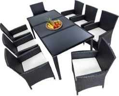 Tectake - Tuinmeubelset - 8 Persoons - Zwart -Fijne Tuinmeubelwinkel 1200x967 2