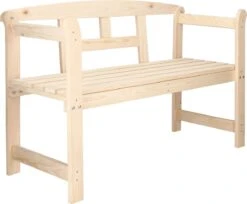 Merkloos Springos Tuinbank | Tuinbankje | Zitbank Buiten | Naaldhout | 119 X 78 X 45 Cm | Licht -Fijne Tuinmeubelwinkel 1200x989
