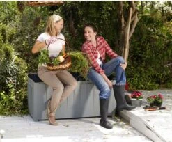 Keter Novel Opbergbox - 340L - 124x55x62.5cm - Grijs -Fijne Tuinmeubelwinkel 1200x993