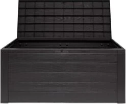 Merkloos Woody Tuin Opbergbox - 324 Liter 45x120x60 Cm - Tuinkussenbox - Antraciet/bruin -Fijne Tuinmeubelwinkel 1200x996