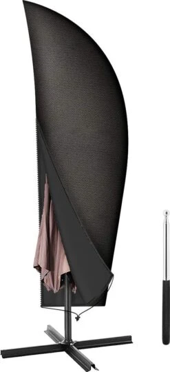 Volcan Parasolhoes Voor Zweefparasol - Tot 300cm - Waterdicht - Oxford 420D - Met Rits, Trekkoord En Stok - Zwart