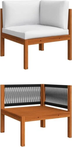 Decoways - 5-delige Loungeset Met Kussens Massief Acaciahout Crèmekleurig -Fijne Tuinmeubelwinkel 590x1200