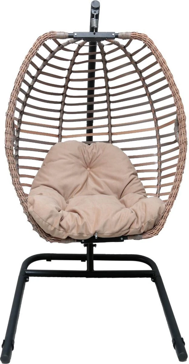 Pochon Home - Egg Hangstoel Met Standaard - Ergonomisch - Capuccino - Incl. Kussen - Egg Chair Binnen En Buiten 1 Pochon Home - Egg Hangstoel Met Standaard - Ergonomisch - Capuccino - Incl. Kussen - Egg Chair Binnen En Buiten