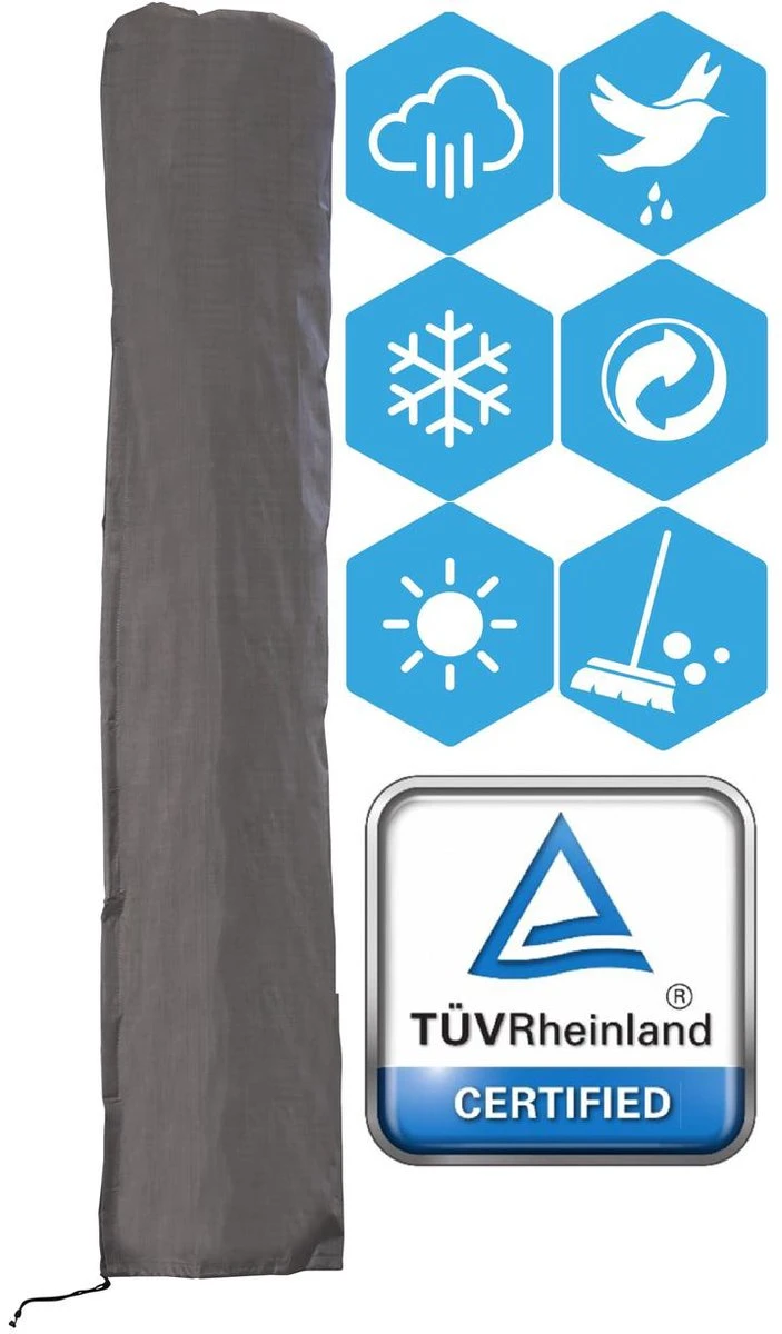 Weersbestendige Parasolhoes - Max. 4 X 4 M - Grijs / Antraciet - Zweefparasol 10 Weersbestendige Parasolhoes - Max. 4 X 4 M - Grijs / Antraciet - Zweefparasol - Afbeelding 10