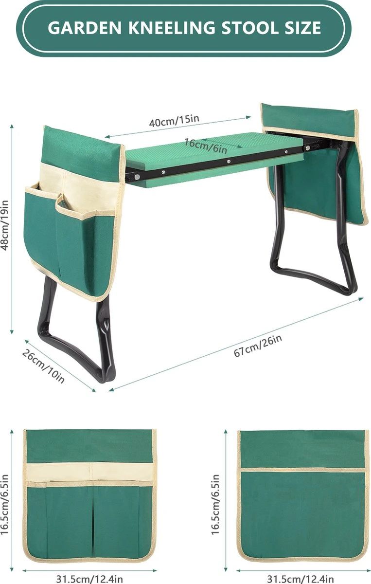 Uten - Kniebankje Tuin - Knie Steun - Tuinkruk Inklapbaar - Kniesteun Tuinieren - Kniekussen - Tot 150 Kg - Groen 13 Uten - Kniebankje Tuin - Knie Steun - Tuinkruk Inklapbaar - Kniesteun Tuinieren - Kniekussen - Tot 150 Kg - Groen - Afbeelding 13