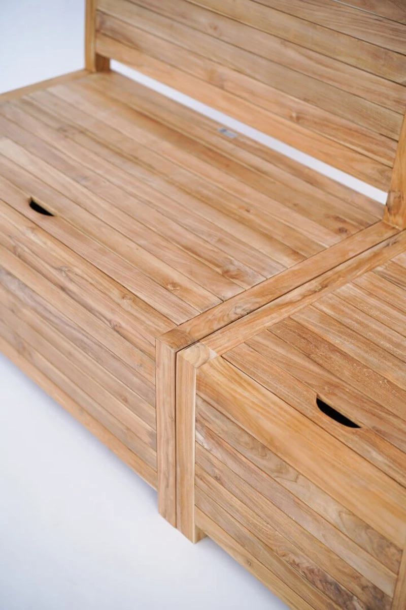 Kleine Teakhouten Tuinbank Met Opbergruimte - 100 X 60 X 90 Cm - Duurzaam Teakhout - Blijft Strak En Mooi - Sterke Constructie Om Lang Mee Te Gaan 3 Kleine Teakhouten Tuinbank Met Opbergruimte - 100 X 60 X 90 Cm - Duurzaam Teakhout - Blijft Strak En Mooi - Sterke Constructie Om Lang Mee Te Gaan - Afbeelding 3