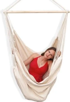 XXL 2 Persoons Hangstoel 185x130 - Zit Hangmat Met Spreidstok Tot 150 Kg - Binnen En Buiten -Fijne Tuinmeubelwinkel 829x1200