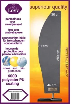 Parasolhoes Voor Zweefparasol–Waterdicht-met Rits En Stok-Superieure Kwaliteit-280cm X 81cm -Fijne Tuinmeubelwinkel 839x1200