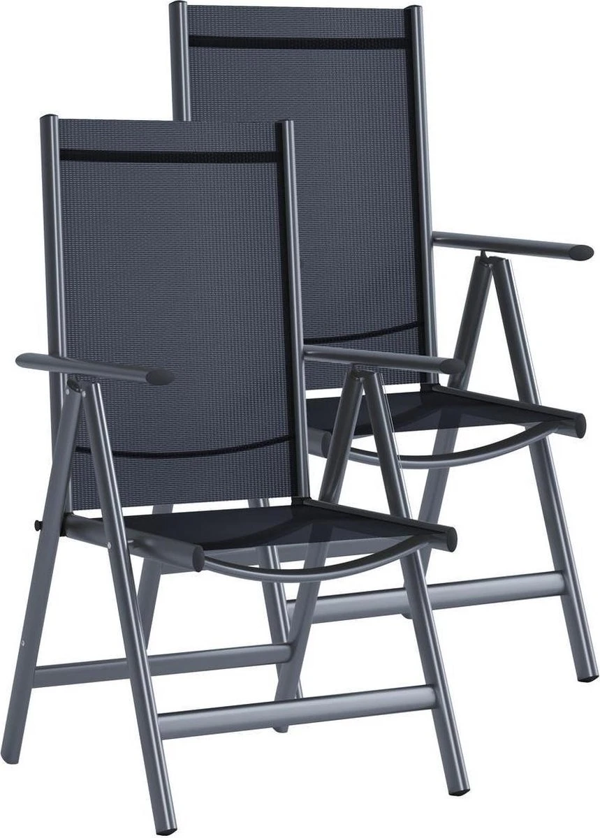 Tuinstoel Standenstoel Aluminium Antraciet 7 Standen Per 2 Stuks 1 Tuinstoel Standenstoel Aluminium Antraciet 7 Standen Per 2 Stuks